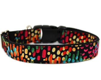 Colorful Dog Collar, Rainbow Dog Collar, Bright Pet Collar, Fun Multicolor Dog Accessory, Modern Dog Collar