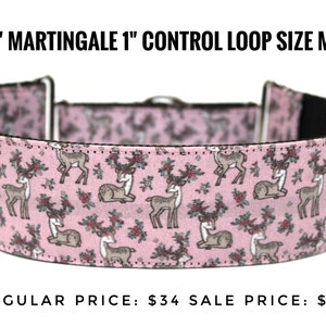 Winter Dog Collar 2&quot; wide Martingale SIZE MEDIUM Ready To Ship Dog Collar for Large Breed Dogs Deer Dog Collar