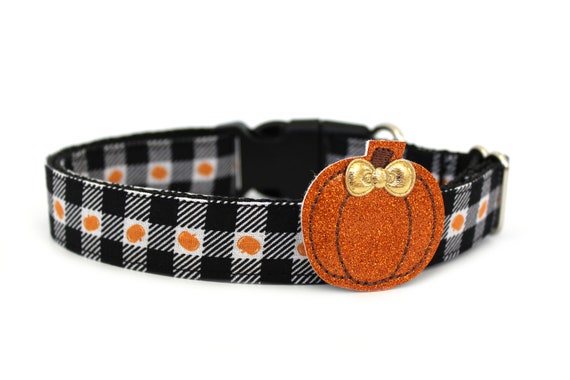 Pumpkin Dog Collar Accessory, Glitter Pumpkin Dog Bow, Fall Dog Collar Charm