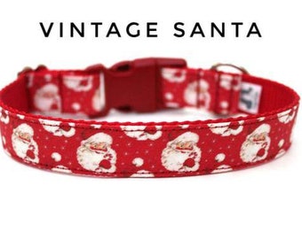 Collar de perro de Santa vintage 1 "Collar de perro de invierno Collar de perro de Santa Collar de perro de Navidad