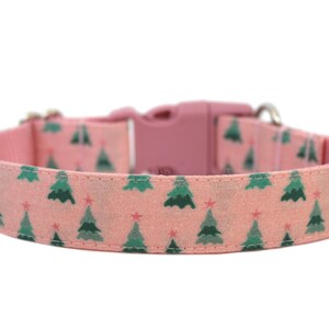 Christmas Dog Collar 1&quot; or 1.5&quot; Pink Dog Collar