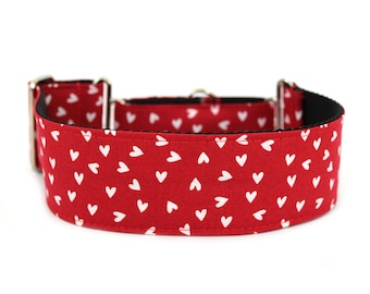 Hearts Dog Collar 2" wide Martingale Dog Collar for Large Breed Dogs Valentine's Day Dog Collar