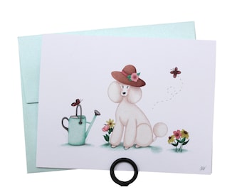 Poodle Cards and Sticker Set Spring Card Set