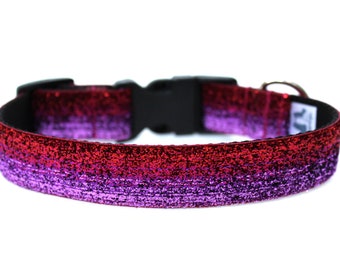 Glitter Dog Collar Pink, Purple, and Red 1" Side Release Dog Collar