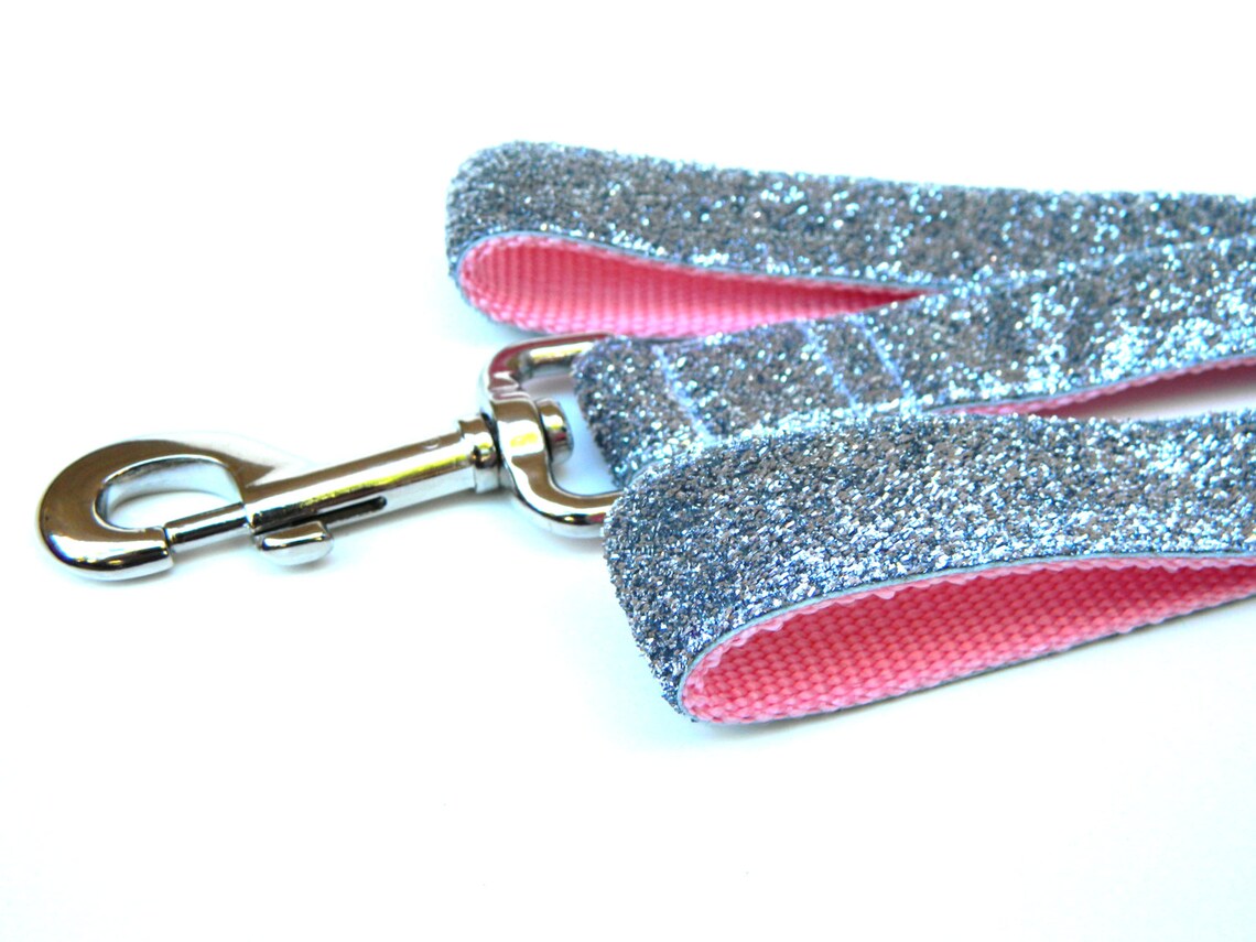 Silver Glitter Dog Leash 1 Pink Dog Leash Etsy