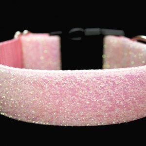 Snow Glitter Dog Collar 3/4&quot;, 1&quot;, or 1.5&quot; Pink Christmas Dog Collar