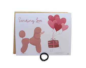 Poodle Cards and Sticker Set Valentine's Day Card Set