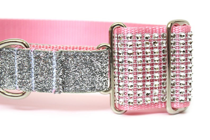 Rhinestone Martingale Dog Collar 2 Pink Glitter Dog Collar image 3