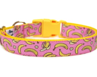 Pink Banana Dog Collar, Cute Fruit Dog Collar, Tropical Summer Pet Collar