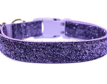 Purple Dog Collar 1" Purple Glitter Dog Collar