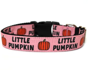 Little Pumpkin Dog Collar, Fall Dog Collar, Pink Pumpkin Dog Collar, Autumn Dog Accessory, Cute Girly Dog Collar