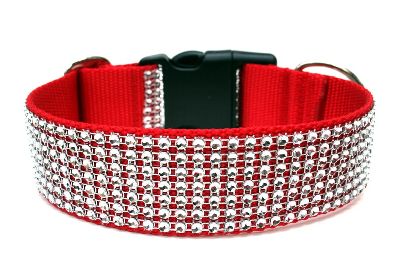 Red Dog Collar 1.5 Rhinestone Dog Collar Etsy