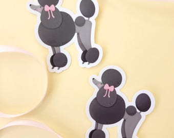 Black Standard Poodle Stickers Set of 4, Waterproof Vinyl Dog Stickers, Poodle Lover Gift, Water Bottle Sticker, Cute Dog Decals