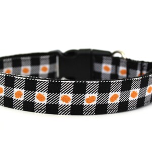 Pumpkin Dog Collar 1&quot; Fall Dog Collar Plaid Dog Collar