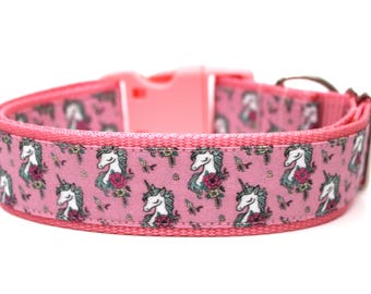 Unicorn Dog Collar 1" or 1.5" Girl Dog Collar