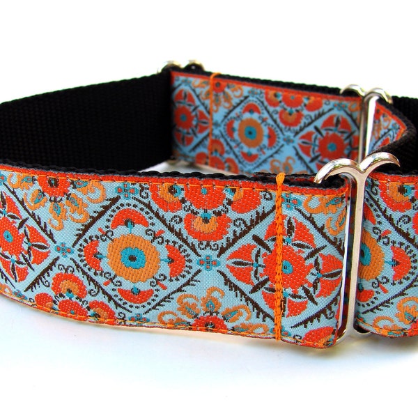 Martingale Dog Collar  1.5" Orange Dog Collar Blue Dog Collar