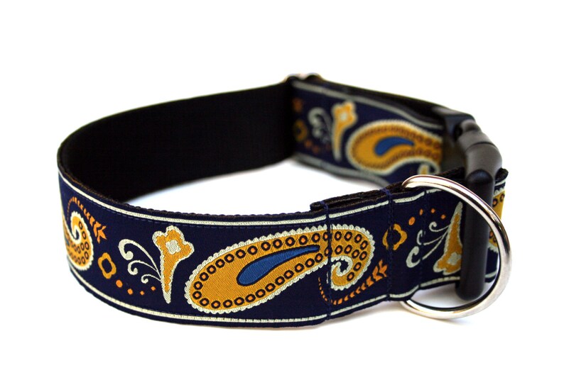 Navy Blue Dog Collar 1.5 Paisley Dog Collar Etsy