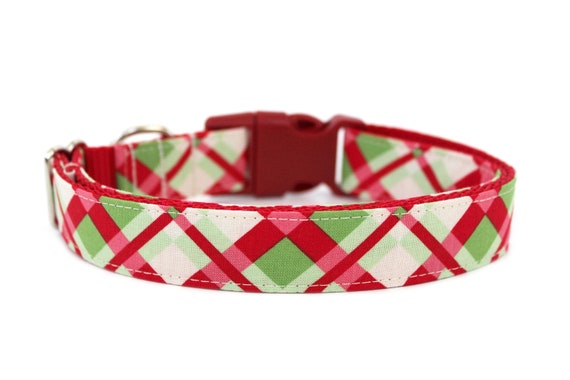 Christmas Plaid Dog Collar | Red Green Plaid Collar | Holiday Dog Collar | Winter Dog Collar | Vintage Plaid Dog Collar