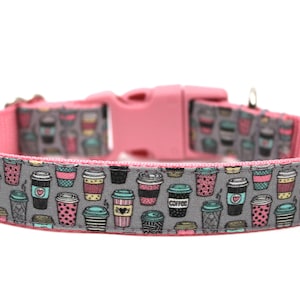 Coffee Dog Collar 3/4 or 1 Coffee Lover Dog Collar Fun Dog Collar image 1