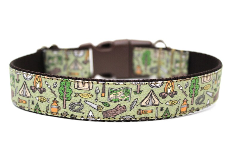 Boy Dog Collar 3/4 1 or 1.5 Camping Dog Etsy