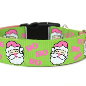 Santa Dog Collar 1&quot; or 1.5&quot; Pink Dog Collar Pink Christmas Dog Collar