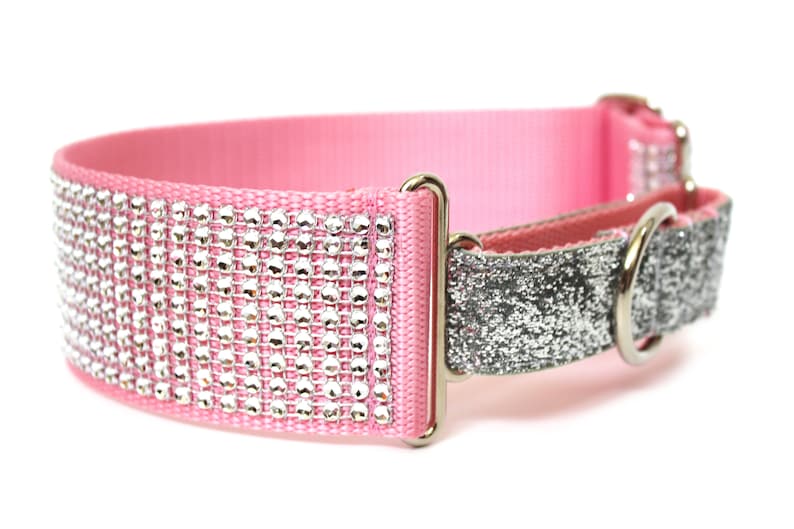 Rhinestone Martingale Dog Collar 2 Pink Glitter Dog Collar image 2