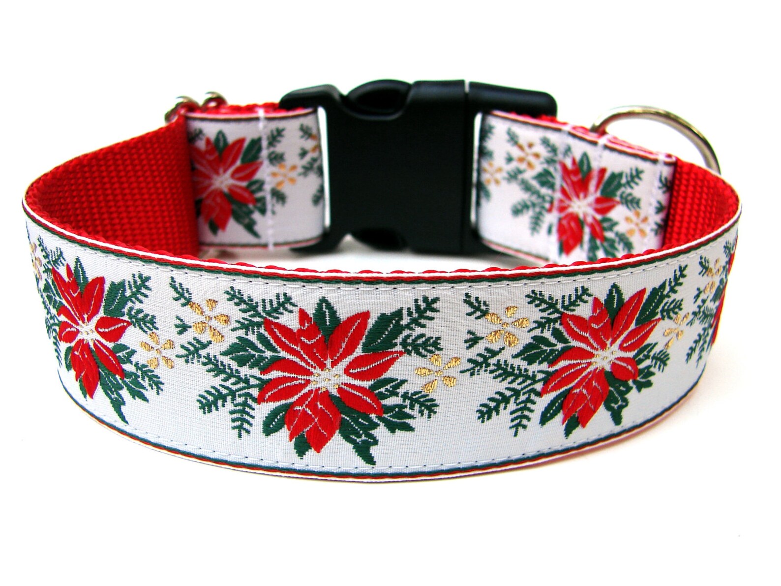 Christmas Dog Collar 1.5 Poinsettia Red Dog Collar Etsy