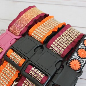 Fall Dog Collar 1.5 Rhinestone Dog Collar Ruffle Dog Collar image 5