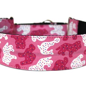Cookie Dog Collar 2&quot; wide Martingale Dog Collar for Large Breed Dogs Pink Dog Collar