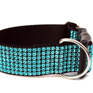 Turquoise Dog Collar 1.5 Rhinestone Dog Collar image 2