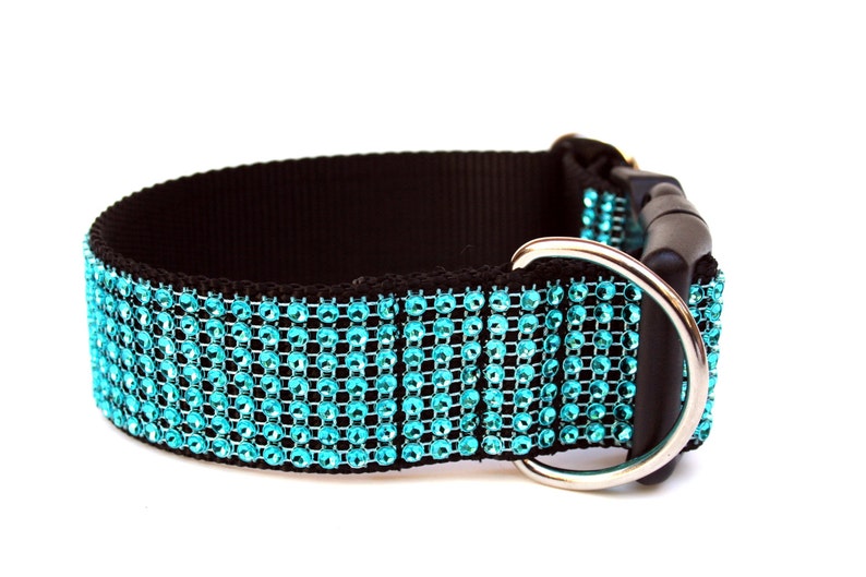 Turquoise Dog Collar 1.5 Rhinestone Dog Collar image 2