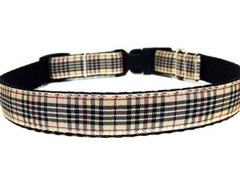 Plaid Dog Collar 5/8" small breed plaid dog collar