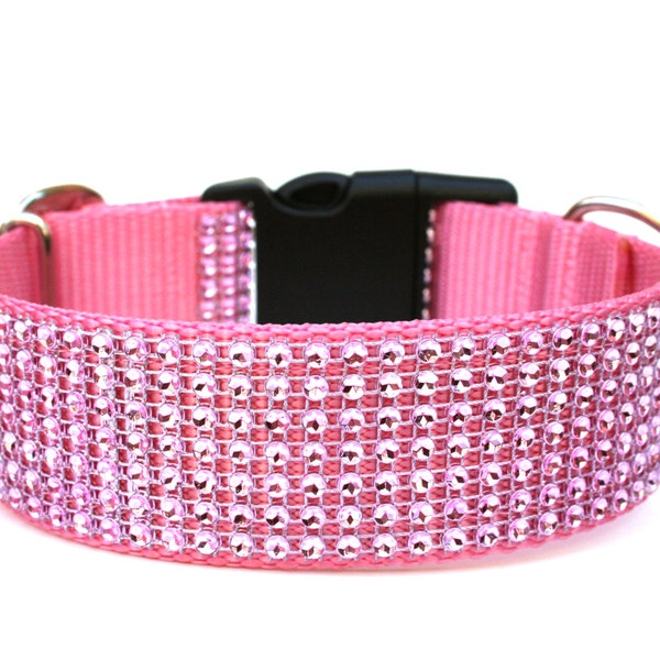Rhinestone Dog Collar 1.5" Pink Dog Collar