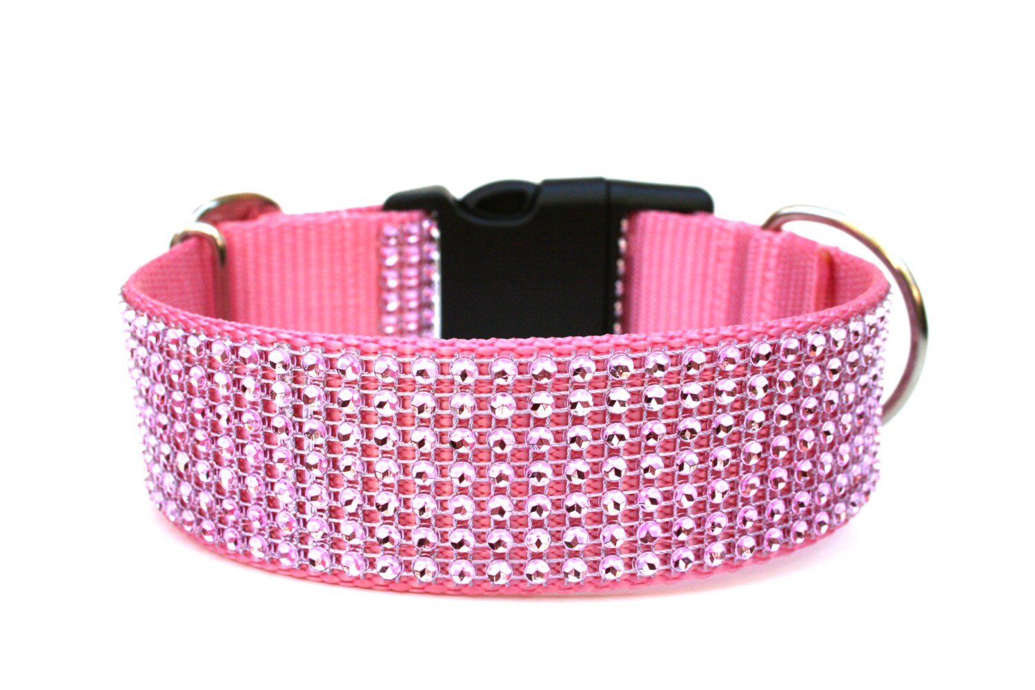 Pink New Bling Rhinestone Dog Collars Leather Crystal Jeweled Pet Collar 5  Sizes