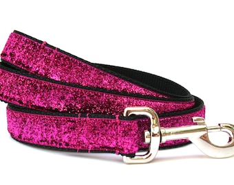 Pink Glitter Dog Leash Sparkly Dog Leash Glam Pink Pet Lead Bling Dog Leash Washable Leash