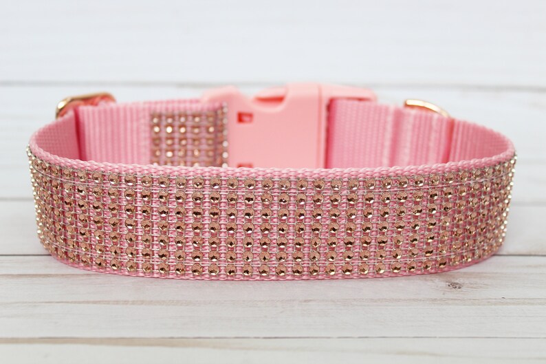 Rose Gold Dog Collar 1 or 1.5 Rhinestone Dog Collar image 5