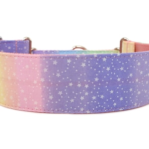 Pastel Martingale Dog Collar 2&quot; Rainbow Dog Collar Star Dog Collar