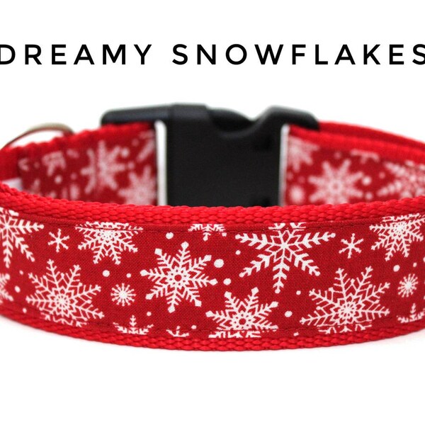 Christmas Dog Collar 3/4", 1", or 1.5" Snowflake Dog Collar