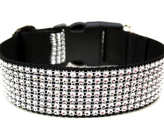 Rhinestone Dog Collar 1.5" Silver Dog Collar