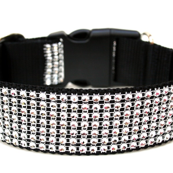 Rhinestone Dog Collar 1.5" Silver Dog Collar