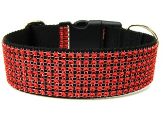 Rhinestone Dog Collar 1.5" Red Dog Collar