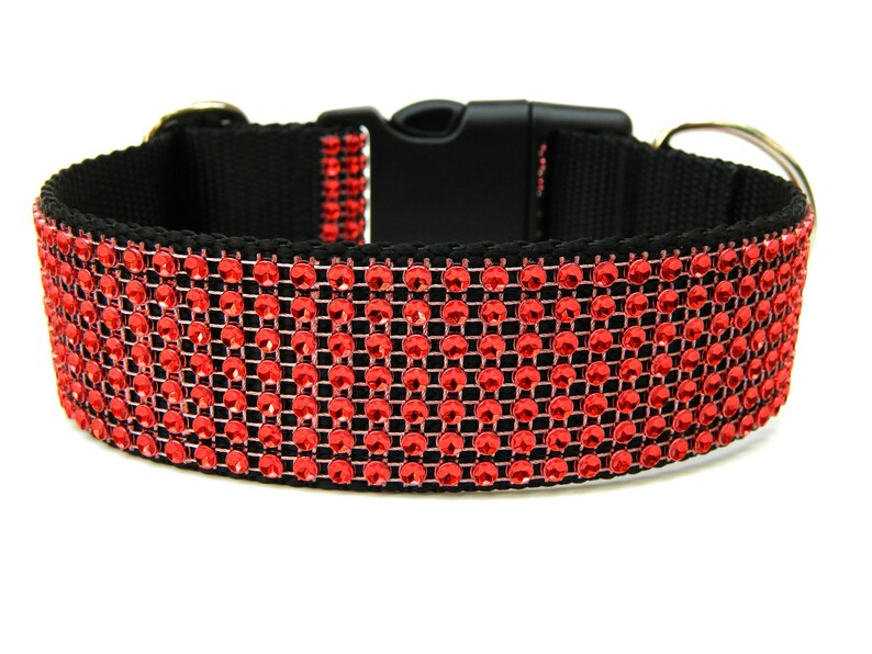 Rhinestone Dog Collar 1.5 Red Dog Collar Etsy