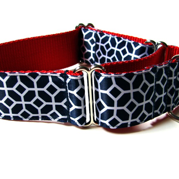 Red White and Blue Dog Collar Martingale Dog Collar 1.5"