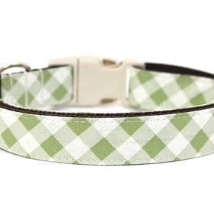 Gingham Dog Collar 1" Spring Dog Collar Green Dog Collar
