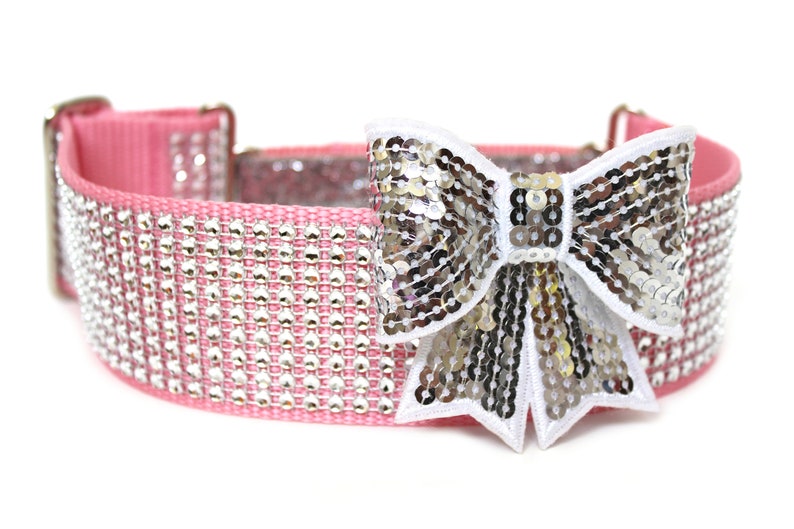 Rhinestone Martingale Dog Collar 2 Pink Glitter Dog Collar image 4