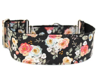 Floral Dog Collar 2" wide Martingale Dog Collar for Large Breed Dogs Flower Dog Collar Rose Dog Collar