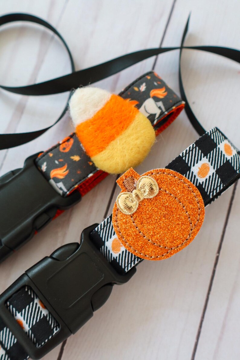 Pumpkin Dog Collar Accessory, Glitter Pumpkin Dog Bow, Fall Dog Collar Charm image 11