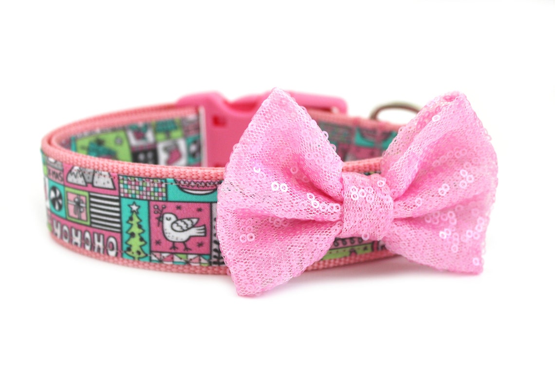 Pink Christmas Dog Collar 1 or 1.5 Modern Etsy