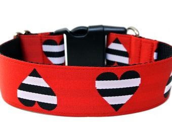 Valentines Dog Collar 1" or 1.5" Heart Dog Collar