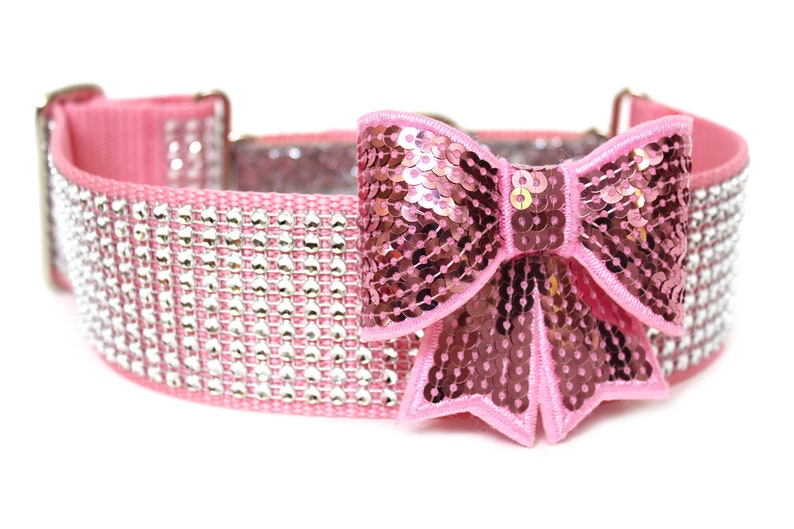 Rhinestone Martingale Dog Collar 2 Pink Glitter Dog Collar image 5